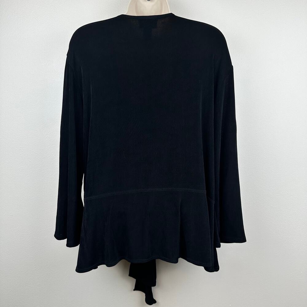 Chico's Travelers Tie Front Cardigan 3/4 Sleeve Black Slinky Chico 3 US XL - Picture 6 of 11